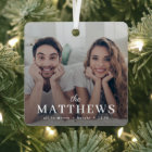 Christmas Photo Ornament | Modern Couple Name