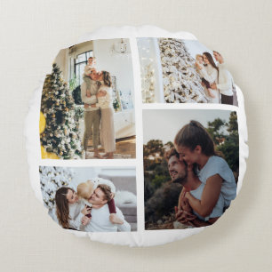 Christmas Photo Ornament, Photo Collage Christmas  Round Cushion