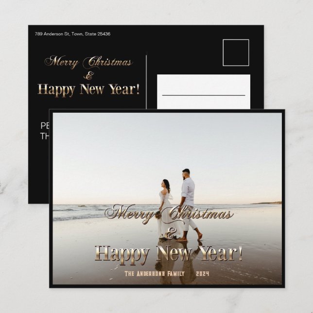 Christmas photo Overall Holiday Postcard (Front/Back)