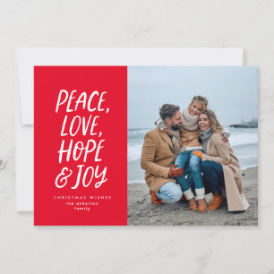 Christmas photo peace love hope joy red holiday card