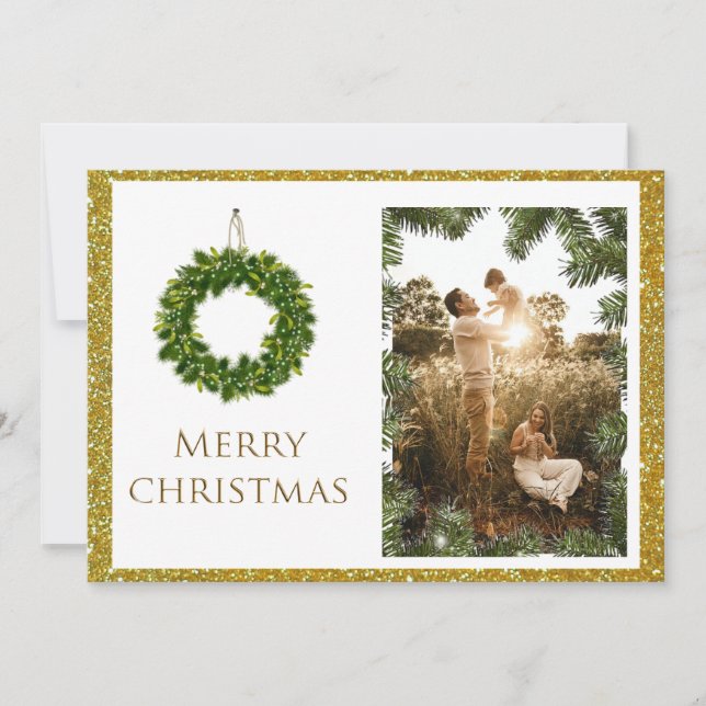 Christmas Photo Personalise Name Picture Elegant Holiday Card (Front)