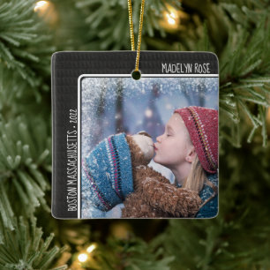 Christmas Photo Personalised Text Holiday Keepsake Ceramic Ornament