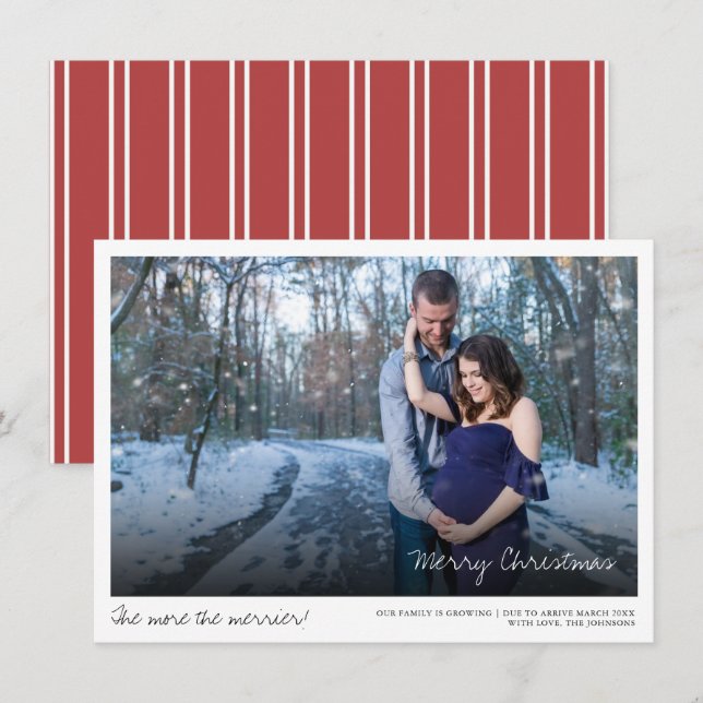 Christmas Photo Pregnancy Announcement Card (Front/Back)