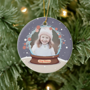 Christmas Photo Snow Globe  Ceramic Tree Decoration