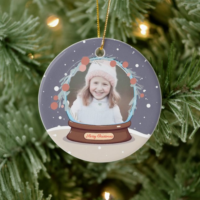 Christmas Photo Snow Globe  Ceramic Tree Decoration (Tree)