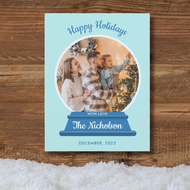 CHRISTMAS PHOTO SNOW GLOBE HOLIDAY POSTCARD (Creator Uploaded)