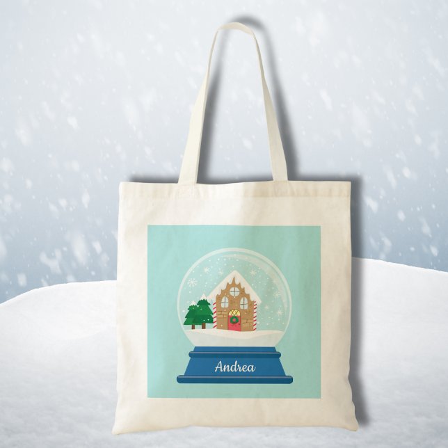 CHRISTMAS PHOTO SNOW GLOBE TOTE BAG (Creator Uploaded)