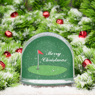 Christmas photo snow globe with golf putt design