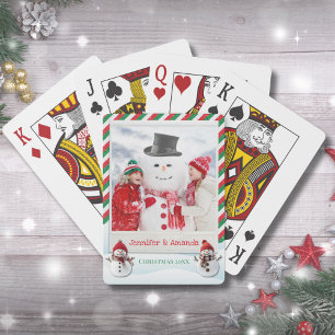 Christmas Photo Snowman Game Holiday Playing Cards