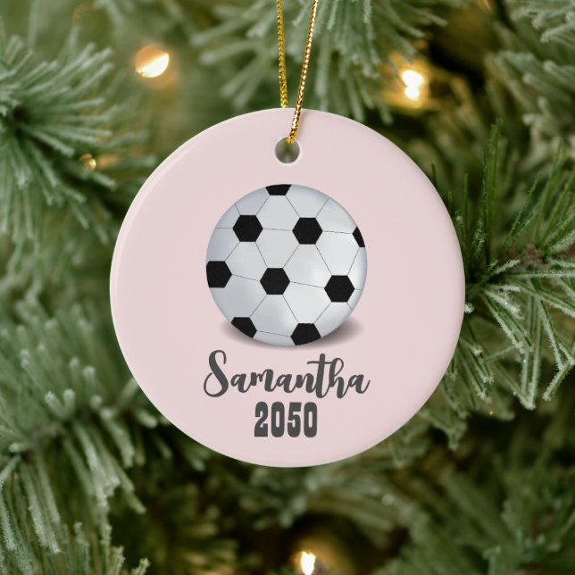 Christmas Photo Sports Simple Cute Soccer Ball Ceramic Tree Decoration (Tree)