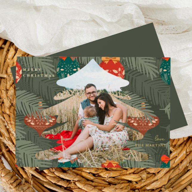 Christmas Photo Tree with Foil Text Holiday Card (Creator Uploaded)