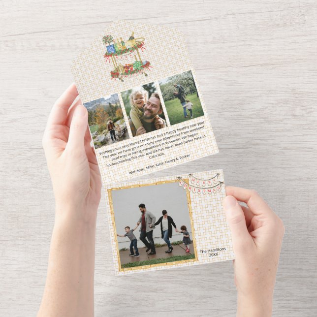 Christmas Photo Tri-fold Bar Cart All in One Card (Tearaway)