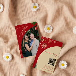 Christmas Photo Wedding Website   RSVP QR Code Enclosure Card
