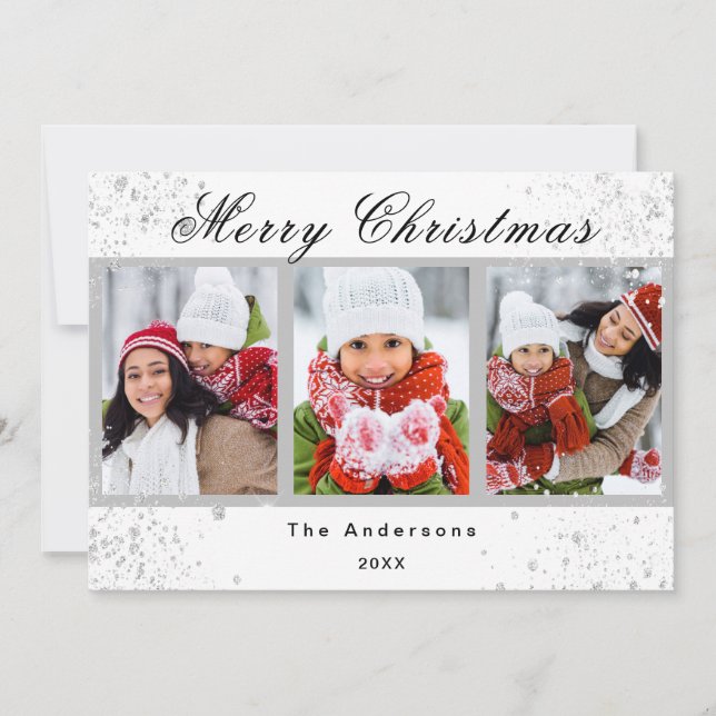 Christmas photo white glitter sparkle modern (Front)
