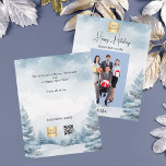 Christmas photo winter landscape business flyer<br><div class="desc">Please note that this is on flyer paper and very thin. Envelopes are not included. For thicker Christmas greetings (same design) please visit our store. Watercolored winter forest as background. Personalise and add your business logo, name and a photo. Happy Holidays written with a trendy handlettered style script. Back: add...</div>