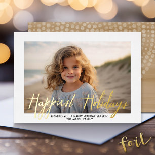 Christmas Photo - with Happiest Holidays in Gold Foil Holiday Card