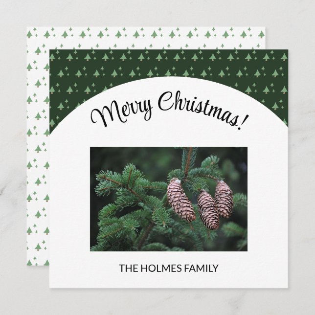 Christmas Photo With Illustrated Tree Pattern (Front/Back)