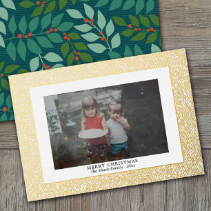 Christmas Photo with Textured Gold Border in Foil Foil Holiday Card