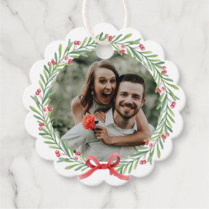 Christmas Photo Wreath Christmas Wish Family  Favour Tags