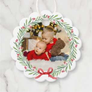 Christmas Photo Wreath Christmas Wish Family Favour Tags