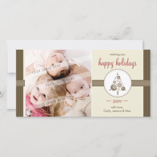 CHRISTMAS PHOTOCARD :: modern spotty tree 6 Holiday Card (Front)