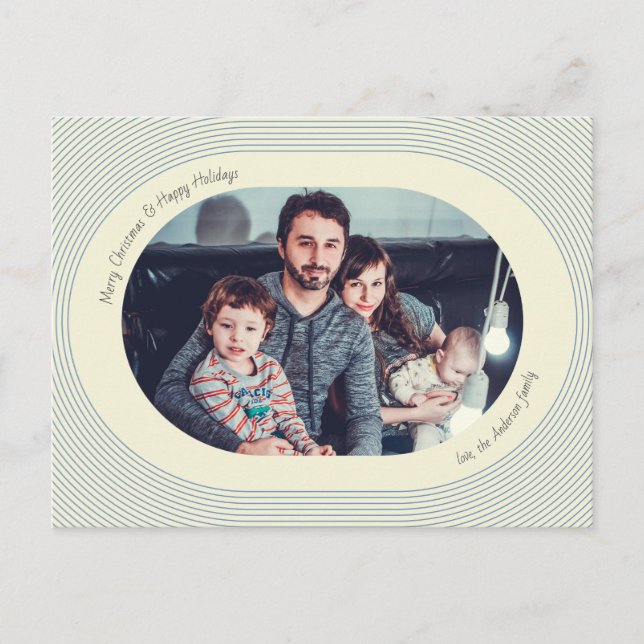 Christmas Photocard Playful Design Oval Photo Holiday Postcard (Front)