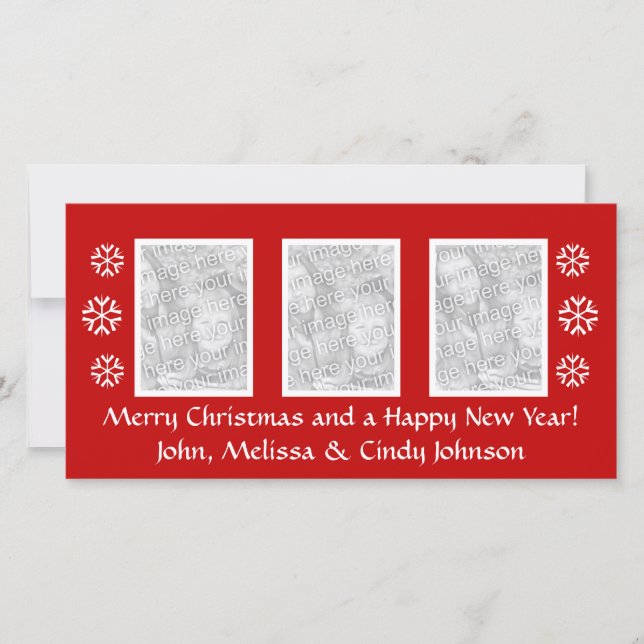 Christmas photocard template for three photos (Front)