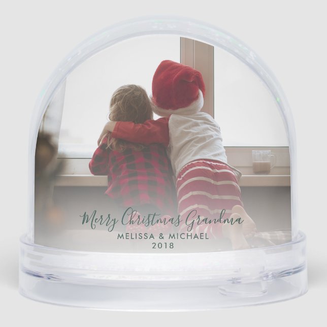 Christmas Photos Grandkids Past and Present Photos Snowglobe (Back)