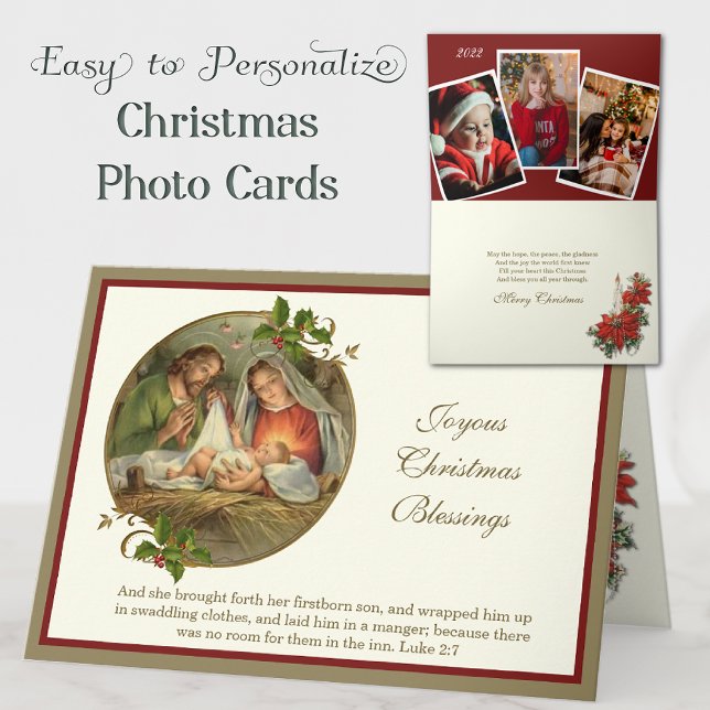Christmas Photos Religious Jesus Mary Joseph  Holiday Card (Creator Uploaded)
