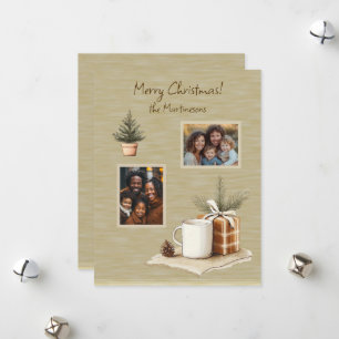 Christmas Photos Rustic Tree Mug Flat Holiday Card