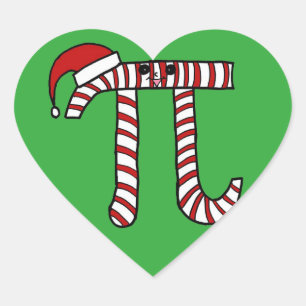 Christmas Pi Cartoon Math Geek Heart Sticker