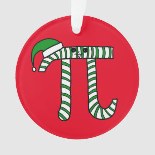 Christmas Pi Cute Green Math Ornament (Red Back)