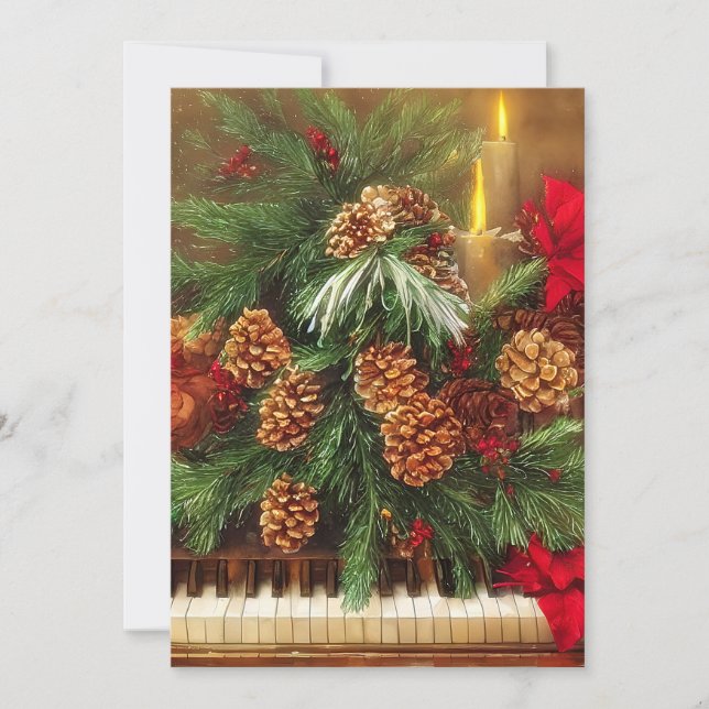 Christmas piano budget mini holiday card (Front)