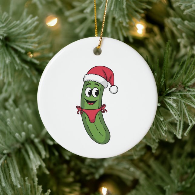 Christmas Pickle Bikini Funny Holiday Gift Ceramic Tree Decoration (Tree)