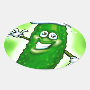 Christmas Pickle Oval Sticker