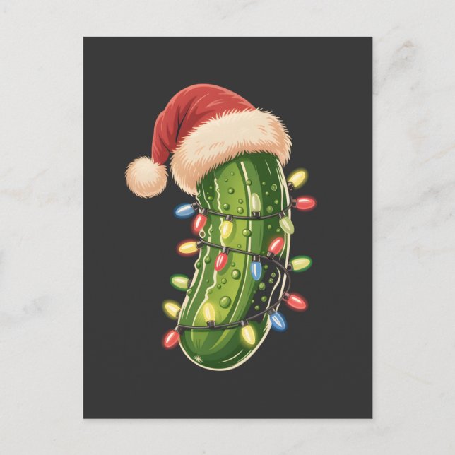 Christmas Pickle Pickle In Xmas Light Pickle  Invitation Postcard (Front)