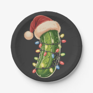 Christmas Pickle Pickle In Xmas Light Pickle Paper Plate