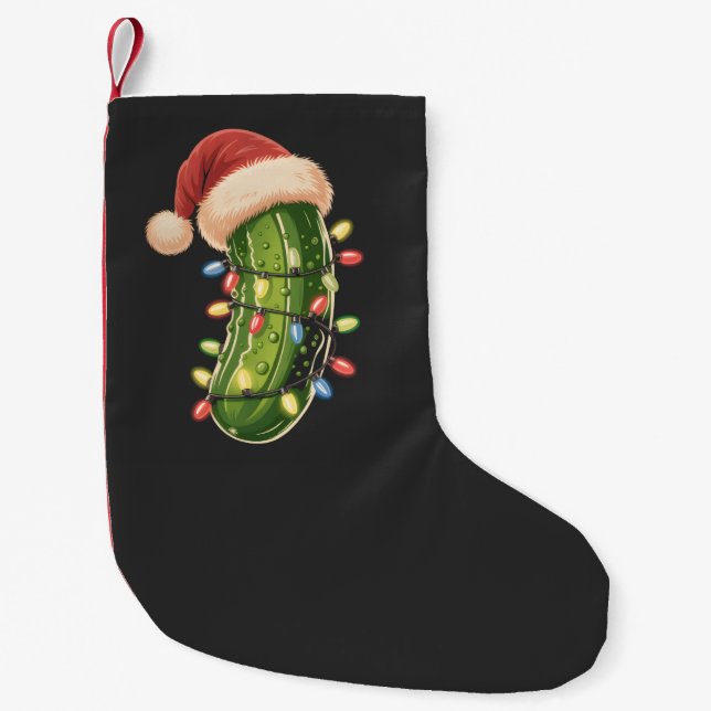 Christmas Pickle Pickle In Xmas Light Pickle  Small Christmas Stocking (Front)