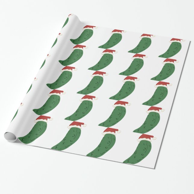 Christmas Pickle Wrapping Paper (Unrolled)
