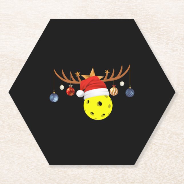 Christmas Pickleball 0 Paper Coaster (Front)