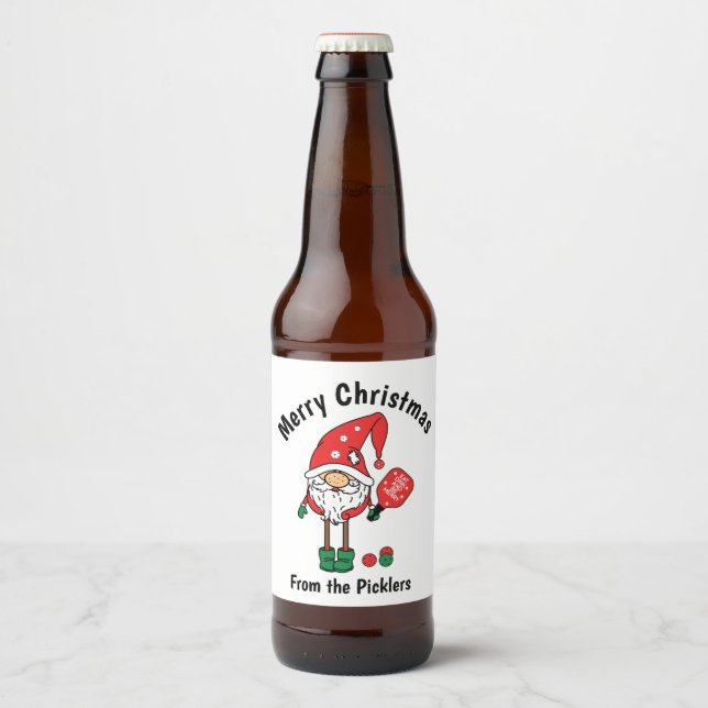 Christmas pickleball beer bottle label (Front)