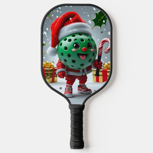  Christmas Pickleball Cheer – Santa Hat & Snowflak Paddle (Front)