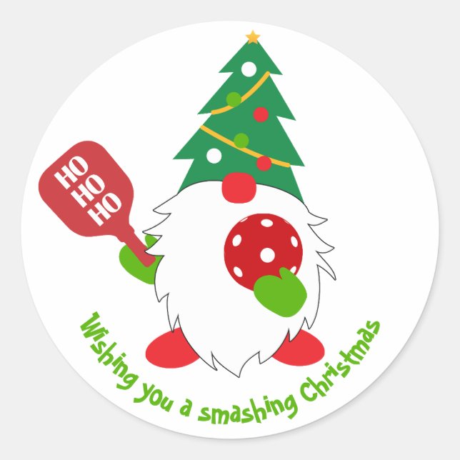 🎅Christmas pickleball  Classic Round Sticker (Front)