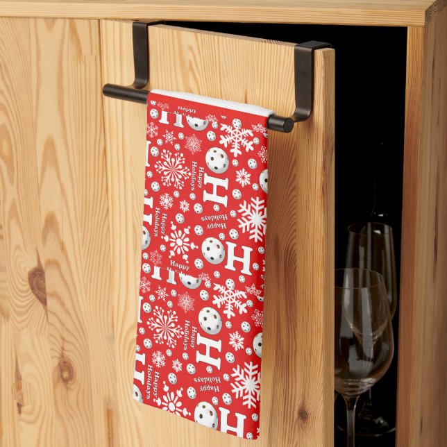 Christmas Pickleball Court Kitchen Oh What Fun  Tea Towel (Thirds Fold)