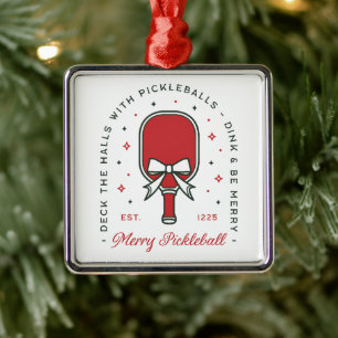 Christmas pickleball funny quotes party aesthetic metal tree decoration