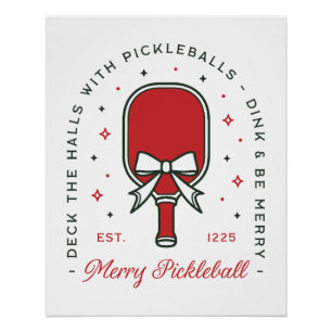 Christmas pickleball funny quotes party aesthetic poster