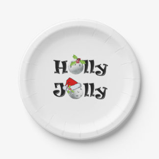 Christmas pickleball Holly Jolly Paper Plate