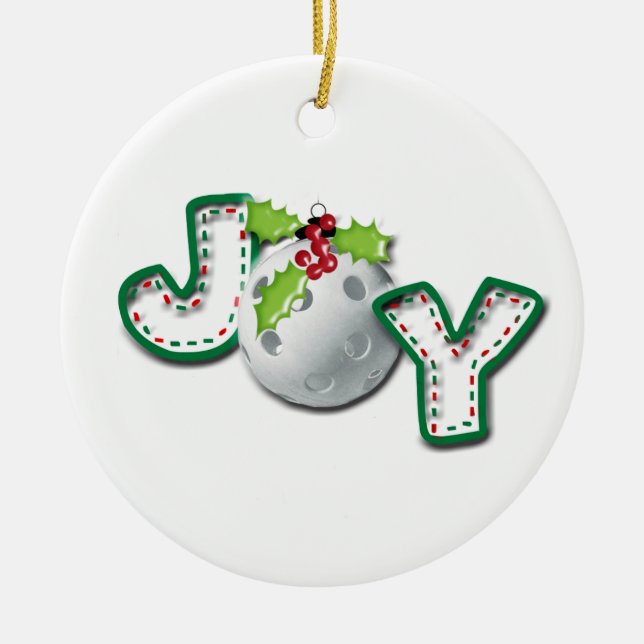 Christmas Pickleball Joy Ceramic Tree Decoration (Front)