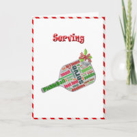 Christmas pickleball paddle greeting card