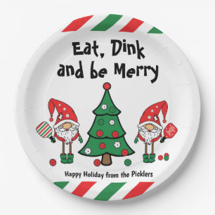 Christmas pickleball paper plate